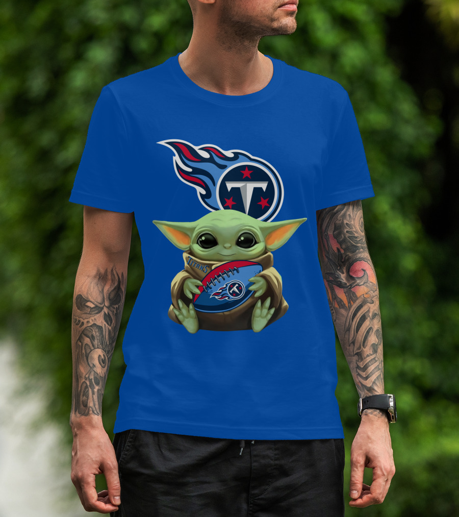 Tennessee Titans Baby Yoda Football T-Shirt