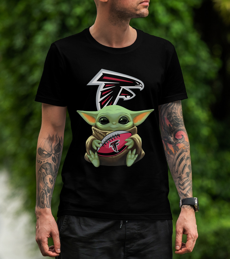 Atlanta Falcons Baby Yoda Football T-Shirt