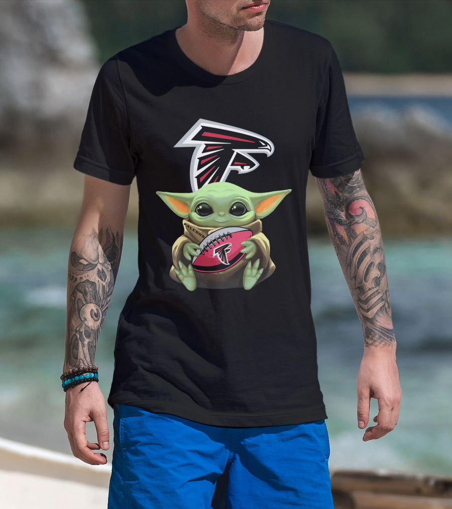 Atlanta Falcons Baby Yoda Football T-Shirt