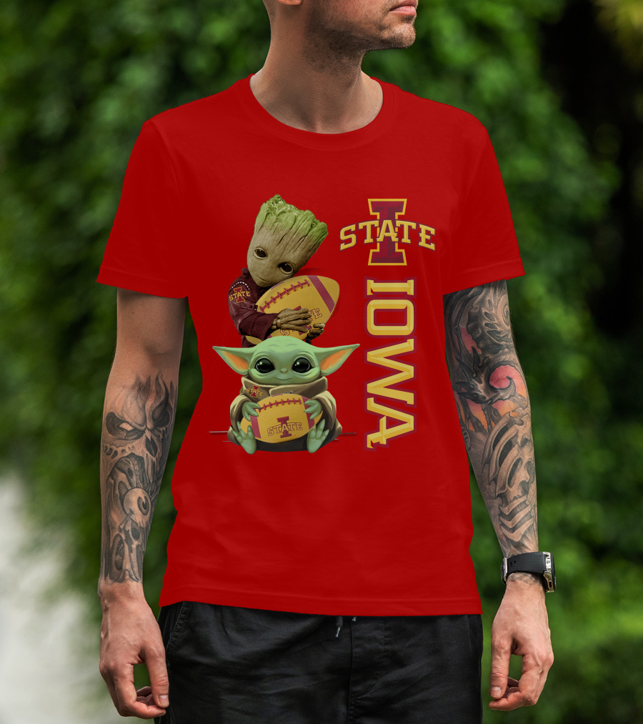 Iowa State Groot And Baby Yoda Football T-Shirt
