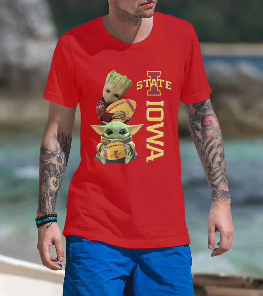 Iowa State Groot And Baby Yoda Football T-Shirt