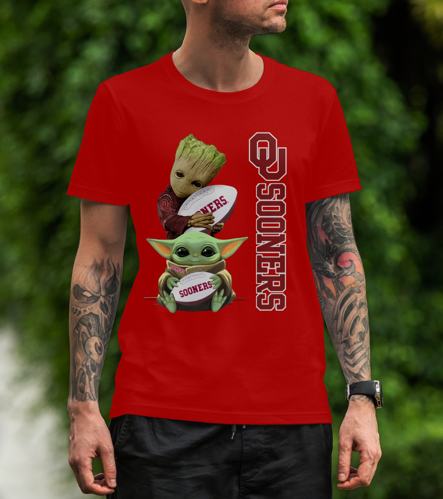 Ou Sooners Groot Baby Yoda Football T-Shirt