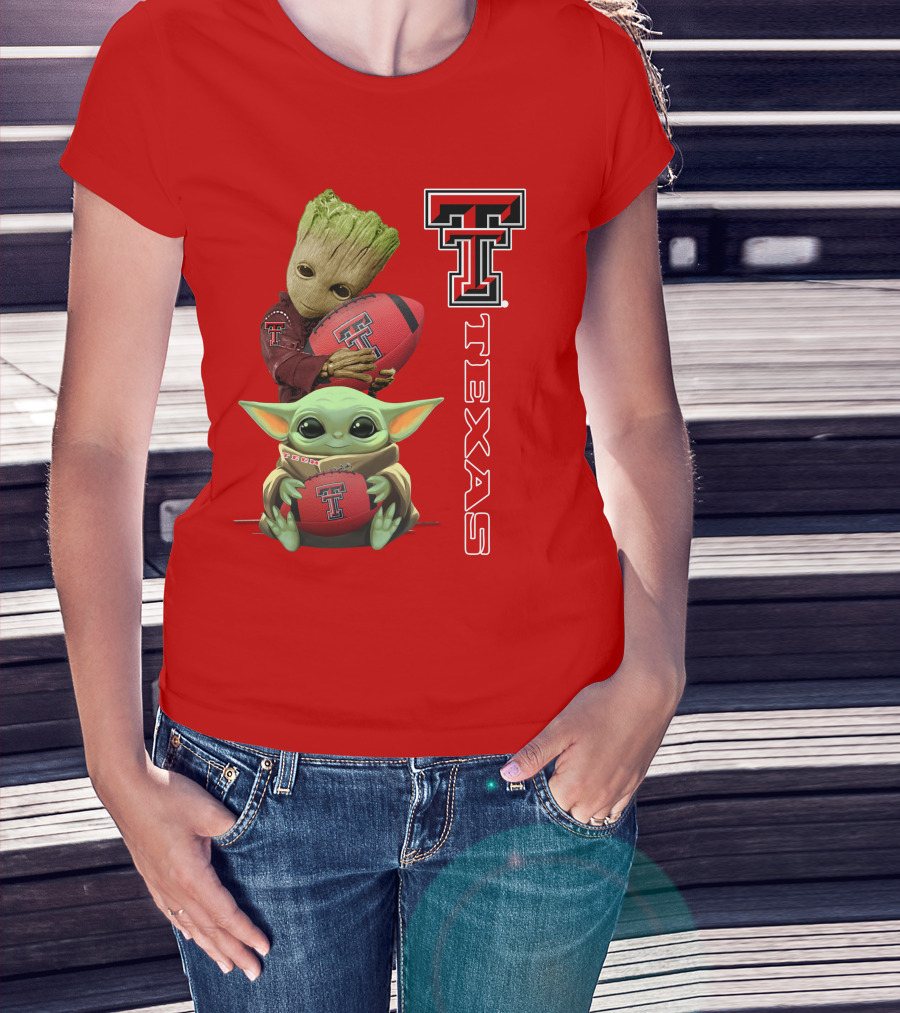 Groot Baby Yoda Texas Tech Football T-Shirt