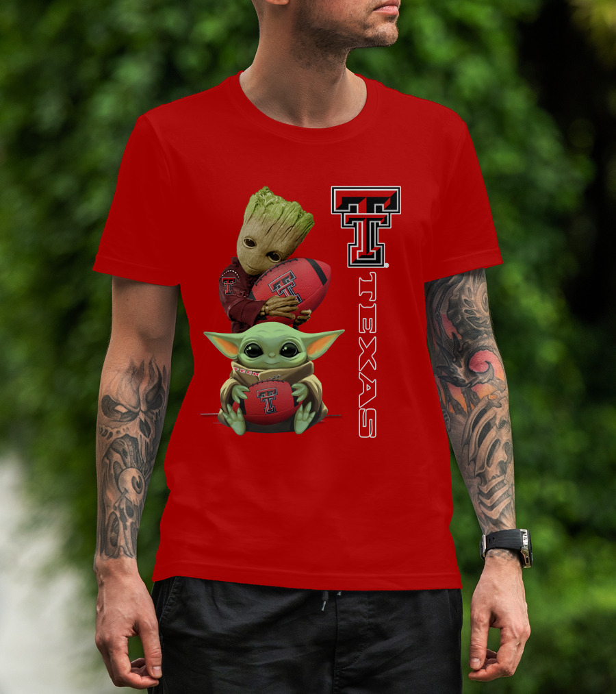 Groot Baby Yoda Texas Tech Football T-Shirt