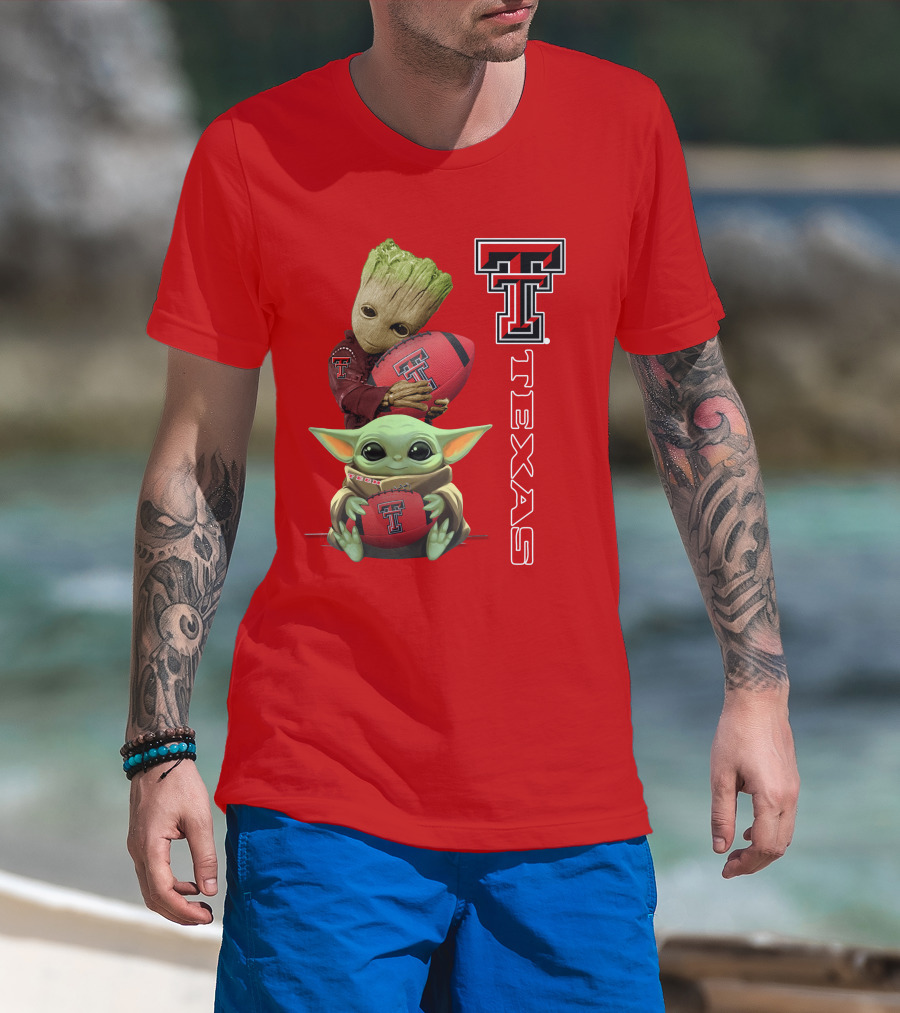 Groot Baby Yoda Texas Tech Football T-Shirt