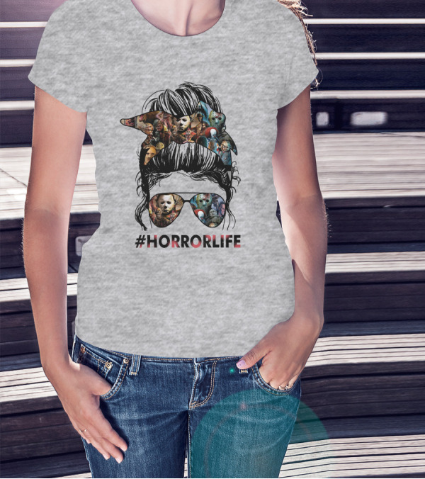HorrorLife Messy Bun Iconic Horror Characters T-Shirt