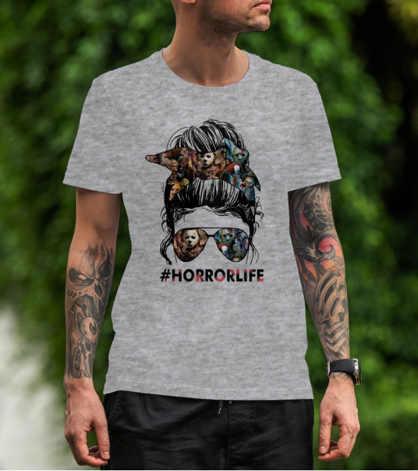 HorrorLife Messy Bun Iconic Horror Characters T-Shirt