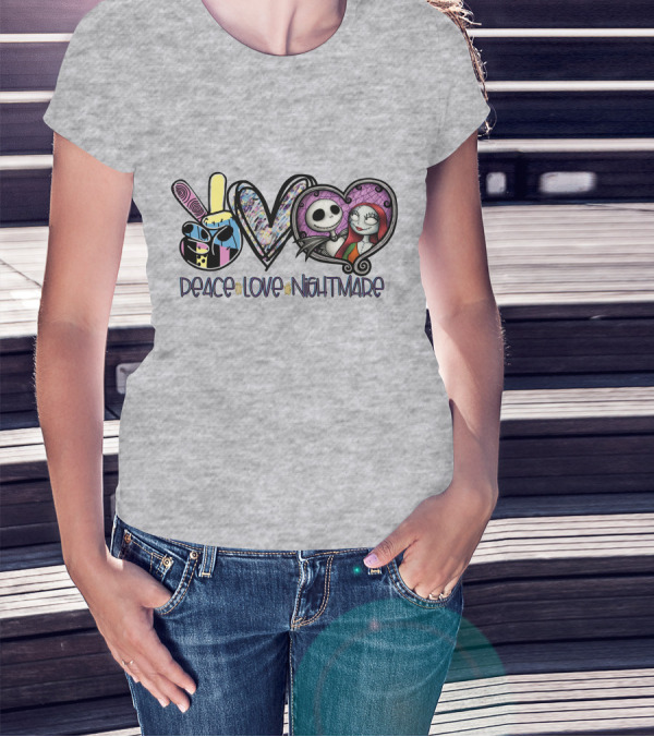 Peace Love Nightmare Before Christmas Halloween T-Shirt