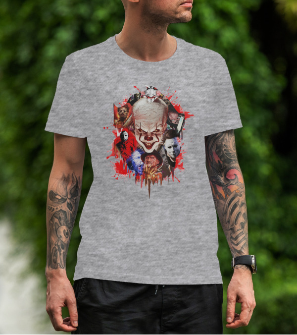 Halloween Killers Pennywise Michael Myers Freddy Krueger Jason Voorhees Jigsaw Horror Icons T-Shirt