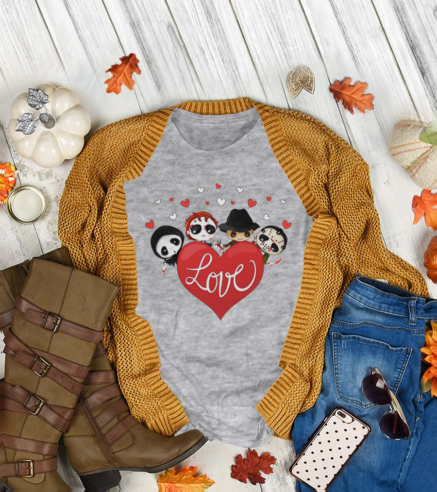 Love Horror Movie Chibi Quartet Valentine T-Shirt