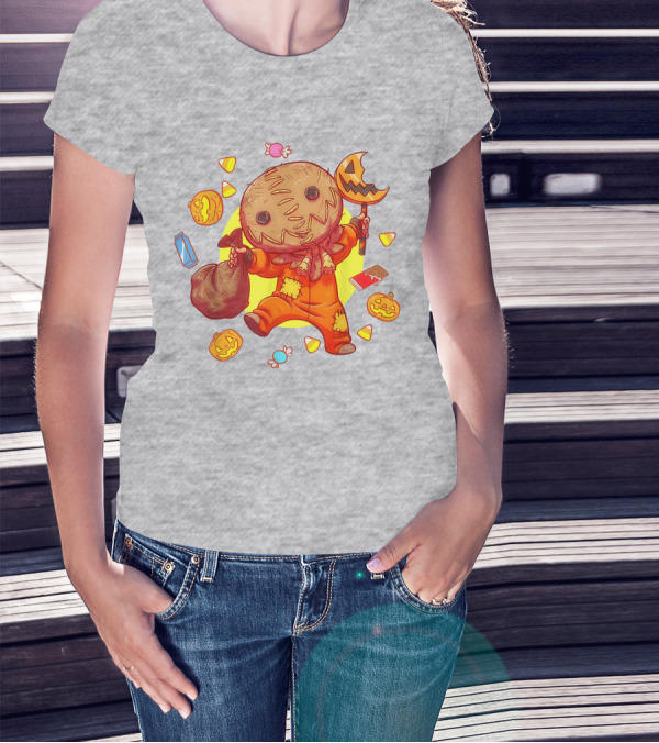 Trick R Treat Sam Halloween Cute Funny Pumpkin Candy Sack T-Shirt