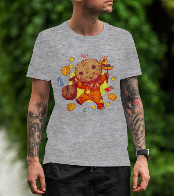 Trick R Treat Sam Halloween Cute Funny Pumpkin Candy Sack T-Shirt
