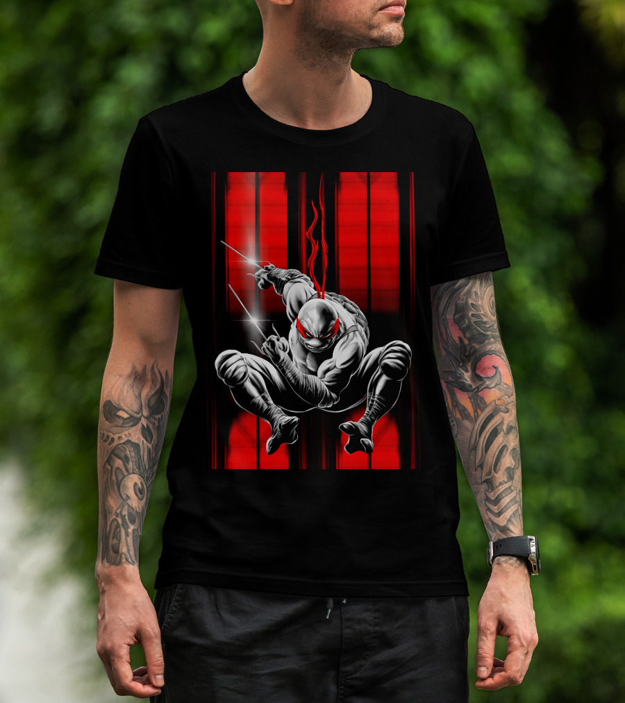 Raphael Ninja Turtle Red Bandana Sais Black And Red Stripes T-Shirt