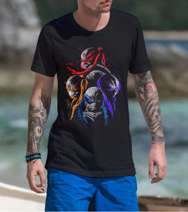 Teenage Mutant Ninja Turtles Red Orange Purple Blue Masks T-Shirt