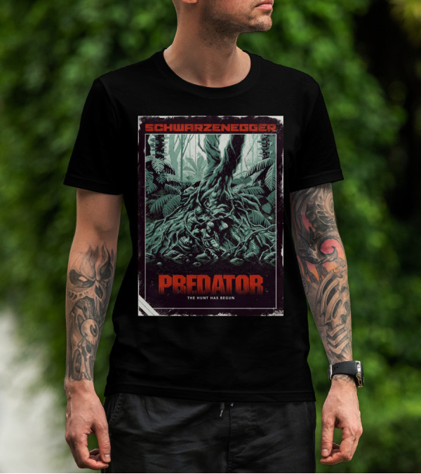 Schwarzenegger Predator The Hunt Has Begun T-Shirt