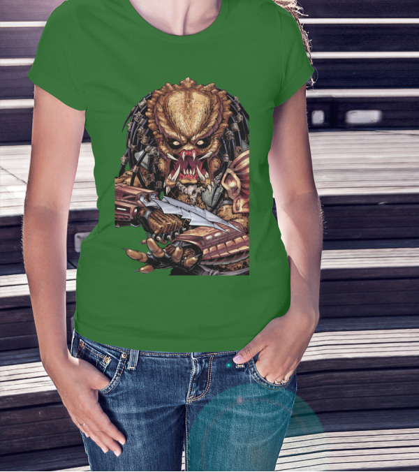 Predator Alien Holding Blade Comic T-Shirt