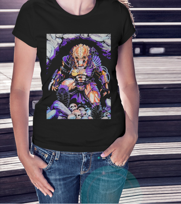 Predator Alien Hunter With Skull Cave And Armor T-Shirt