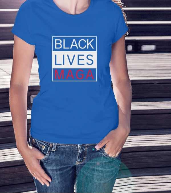 Black Lives Maga Textual Logo Design In Blue White And Red T-Shirt