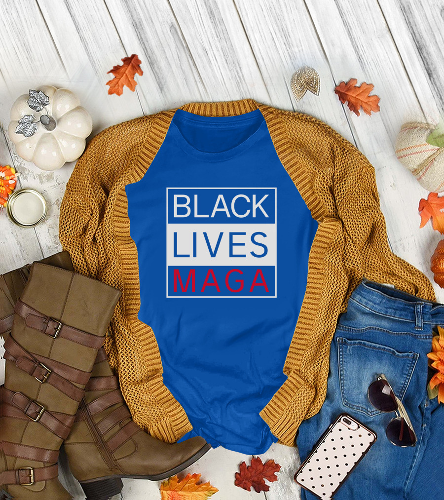 Black Lives Maga Textual Logo Design in Blue White and Red T-Shirt