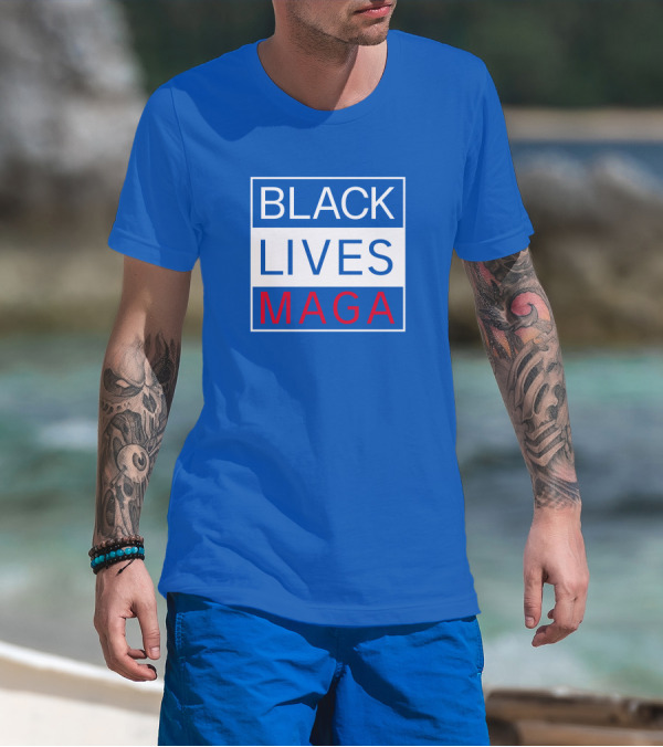 Black Lives Maga Textual Logo Design In Blue White And Red T-Shirt