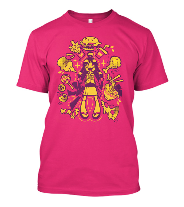 Ace Attorney Collection Maya's Delights With Burgers, Fries, Noodles, Lollipops, And Pizza T-Shirt