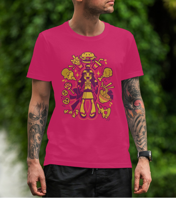 Ace Attorney Collection Maya's Delights With Burgers, Fries, Noodles, Lollipops, And Pizza T-Shirt