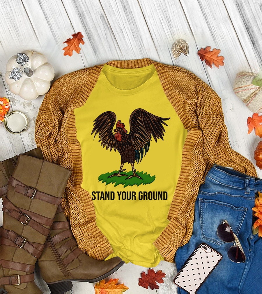 Stand Your Ground Rooster on Grass T-Shirt