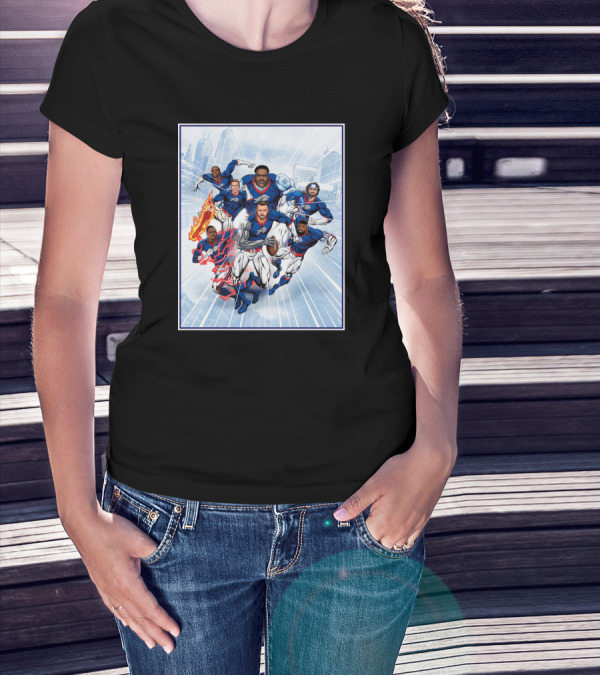 Bills Super Hero Comic Style Team Assembly T-Shirt