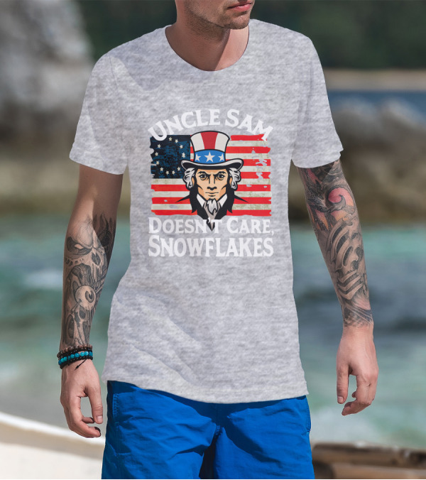 Uncle Sam Doesn't Care Snowflakes American Flag T-Shirt