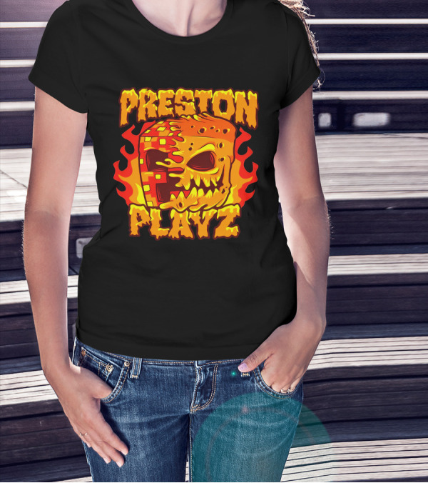 Preston Playz Flaming Pixel Mask Blaze T-Shirt