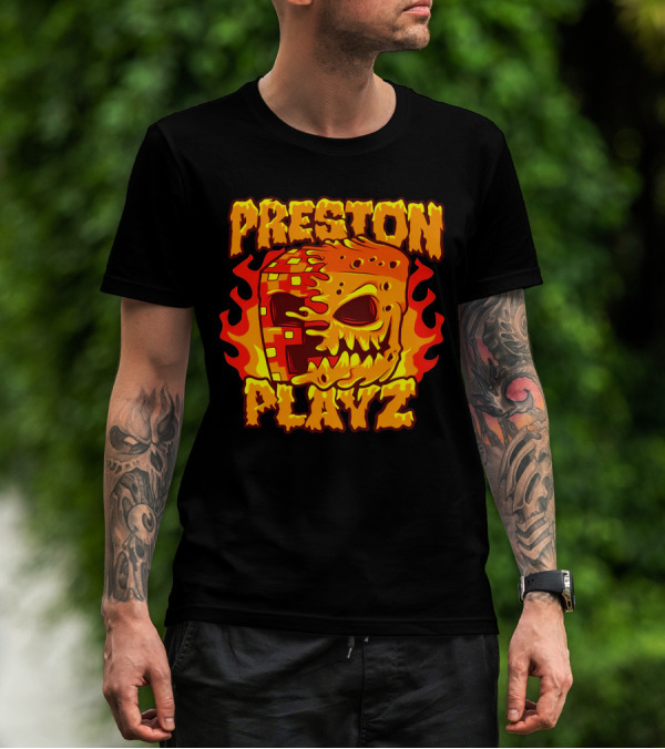 Preston Playz Flaming Pixel Mask Blaze T-Shirt