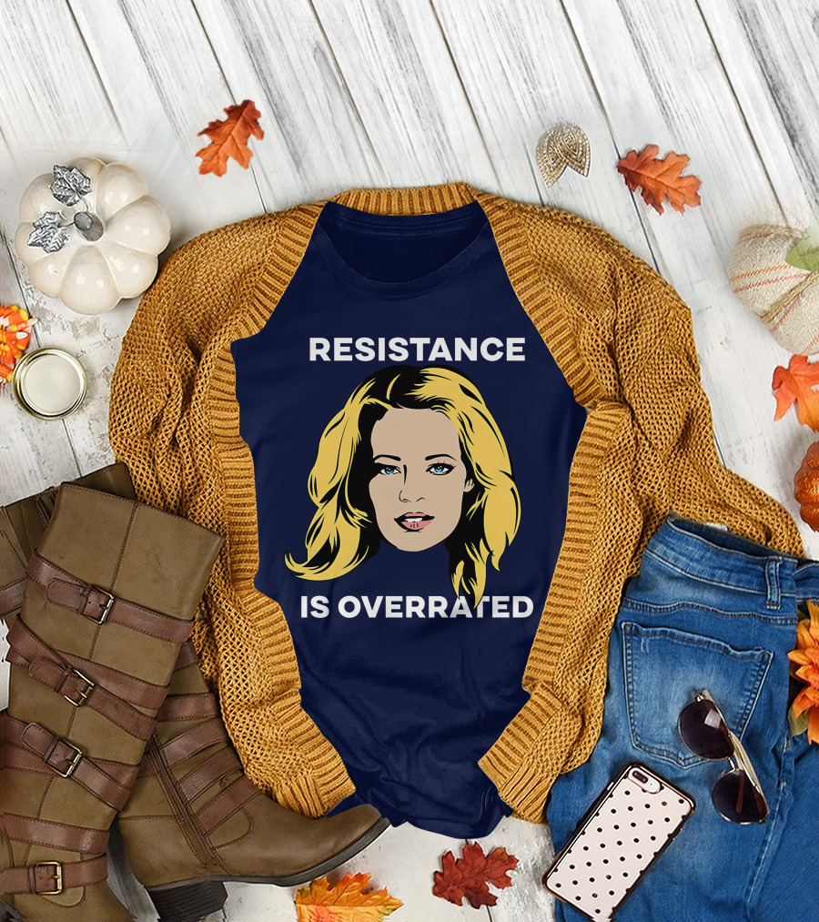Jeri Ryan Resistance Is Overrated Navy Face T-Shirt