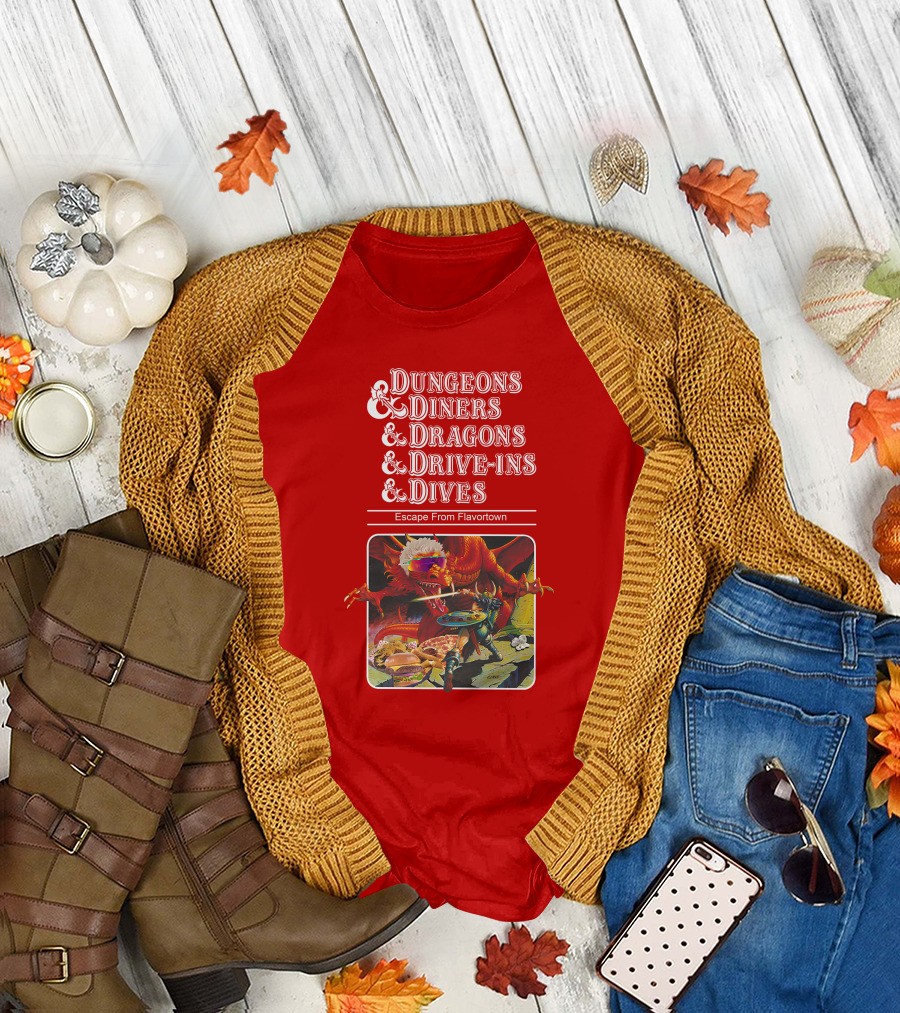 Dungeons and Diners and Dragons and Drive-ins and Dives Escape From Flavortown Adventure with Dragon Cooking Showdown T-Shirt