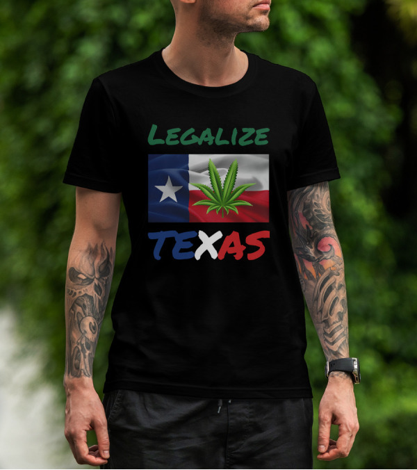 Legalize Texas Cannabis Leaf With Texas Flag Colors T-Shirt