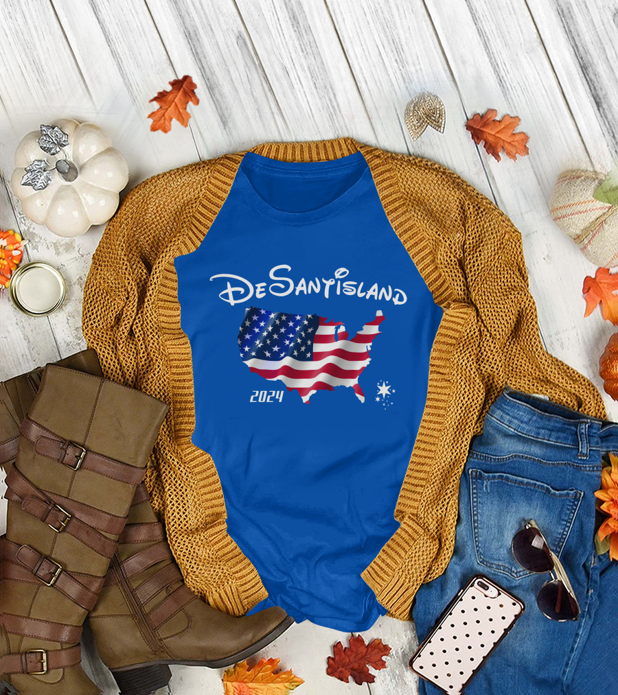 Desantisland 2024 American Flag Map T-Shirt