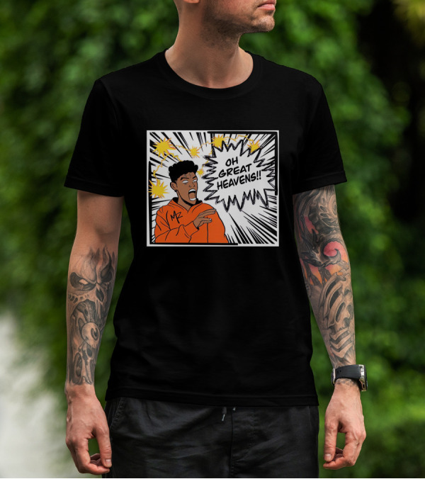Oh Great Heavens Mark Adams Comic Style Burst T-Shirt