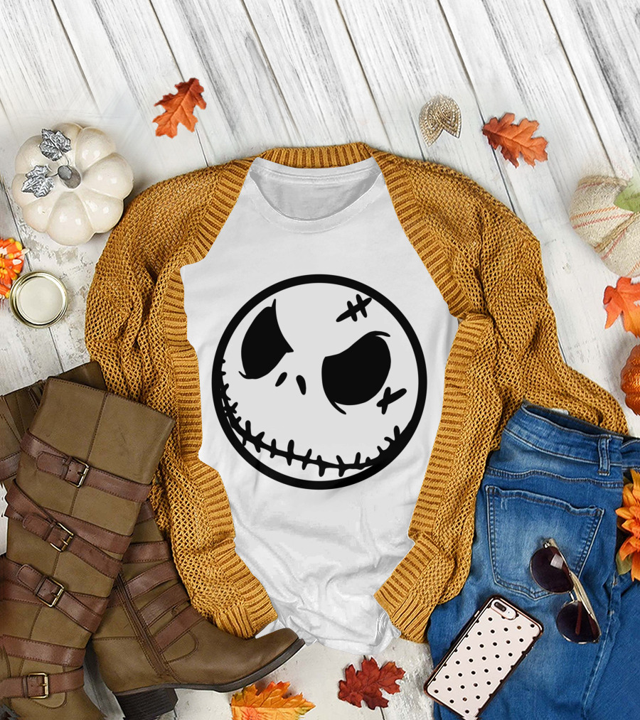 Halloween Scary Evil Pumpkin Head Jack Face T-Shirt