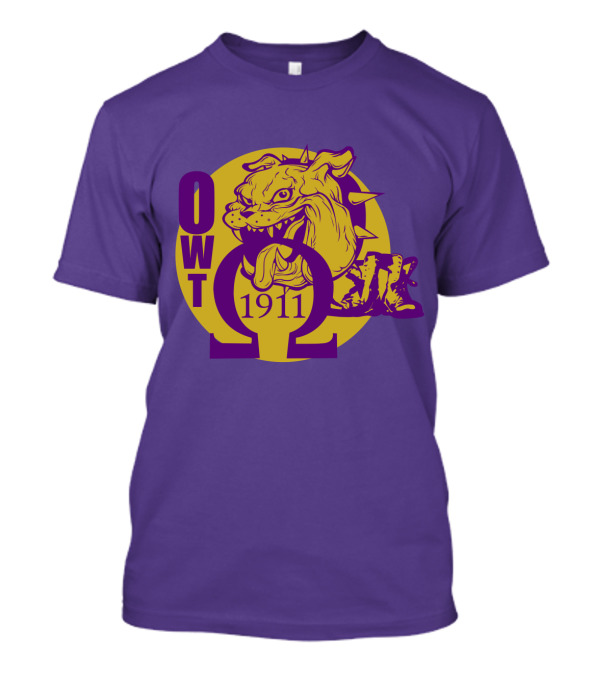 Omega Psi Phi Fraternity 1911 Bulldog OWT Greek Lettering Purple Gold T-Shirt