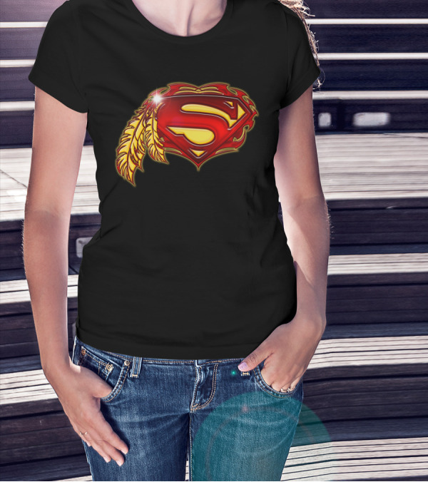 Superman Logo With Native Feather T-Shirt