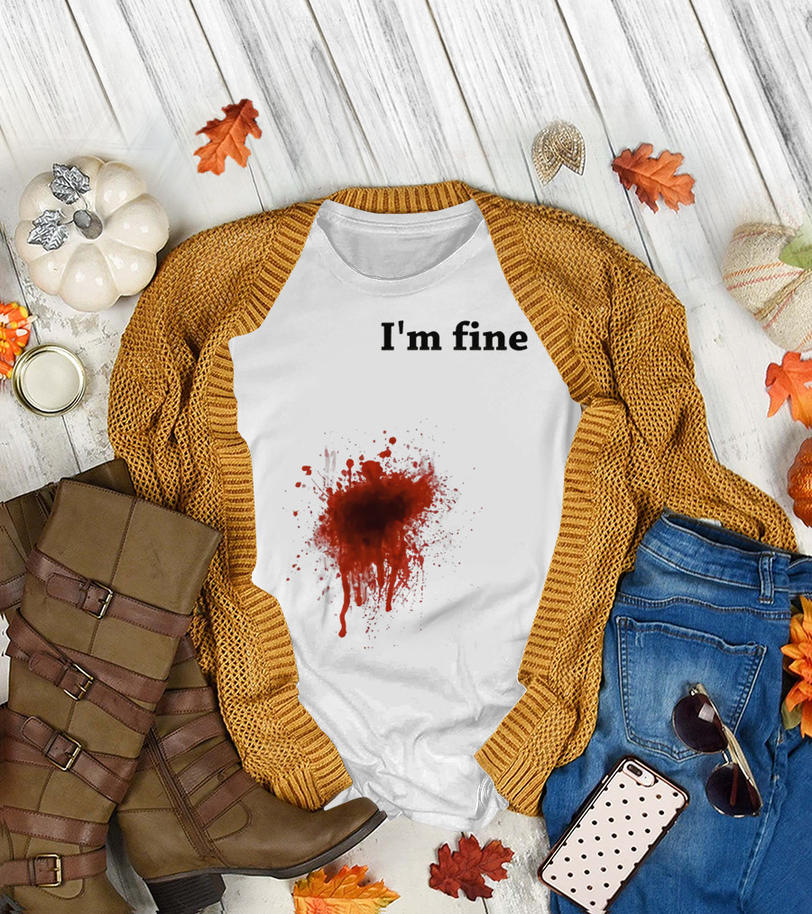 I'm Fine Bloody Zombie Bite Scary Halloween T-Shirt