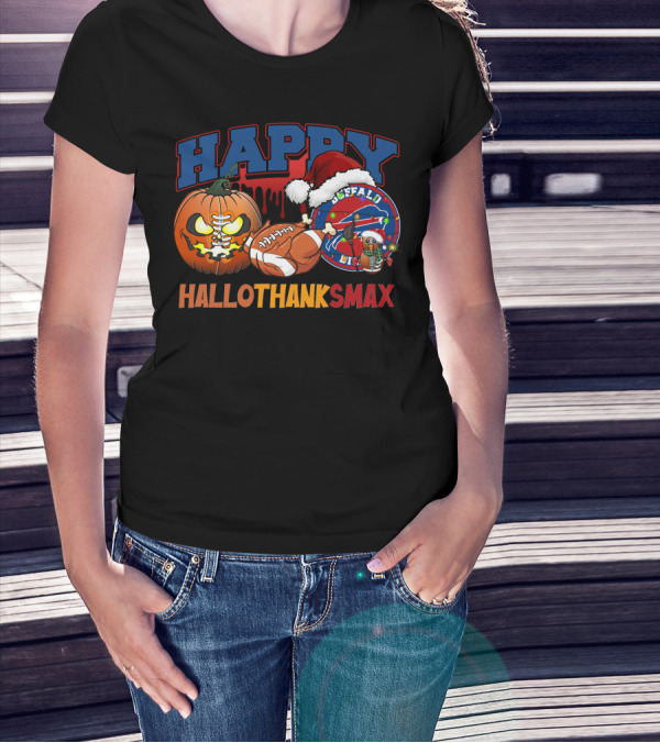 Happy Hallothanksmax Buffalo Football Holiday Fusion T-Shirt
