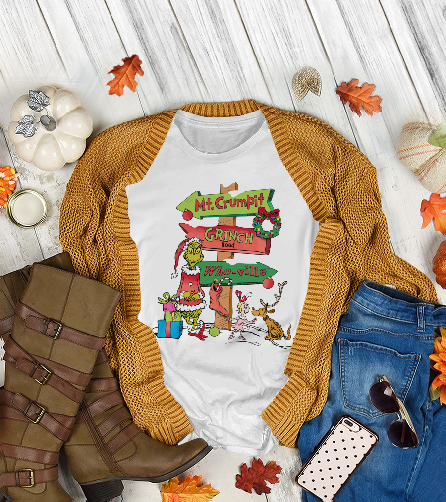 Merry Christmas Grinch Mt. Crumpit Grinch Road Who-ville T-Shirt