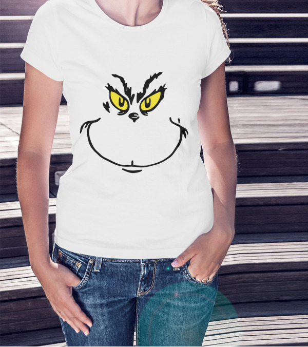 Grinch Face Yellow Eyes T-Shirt