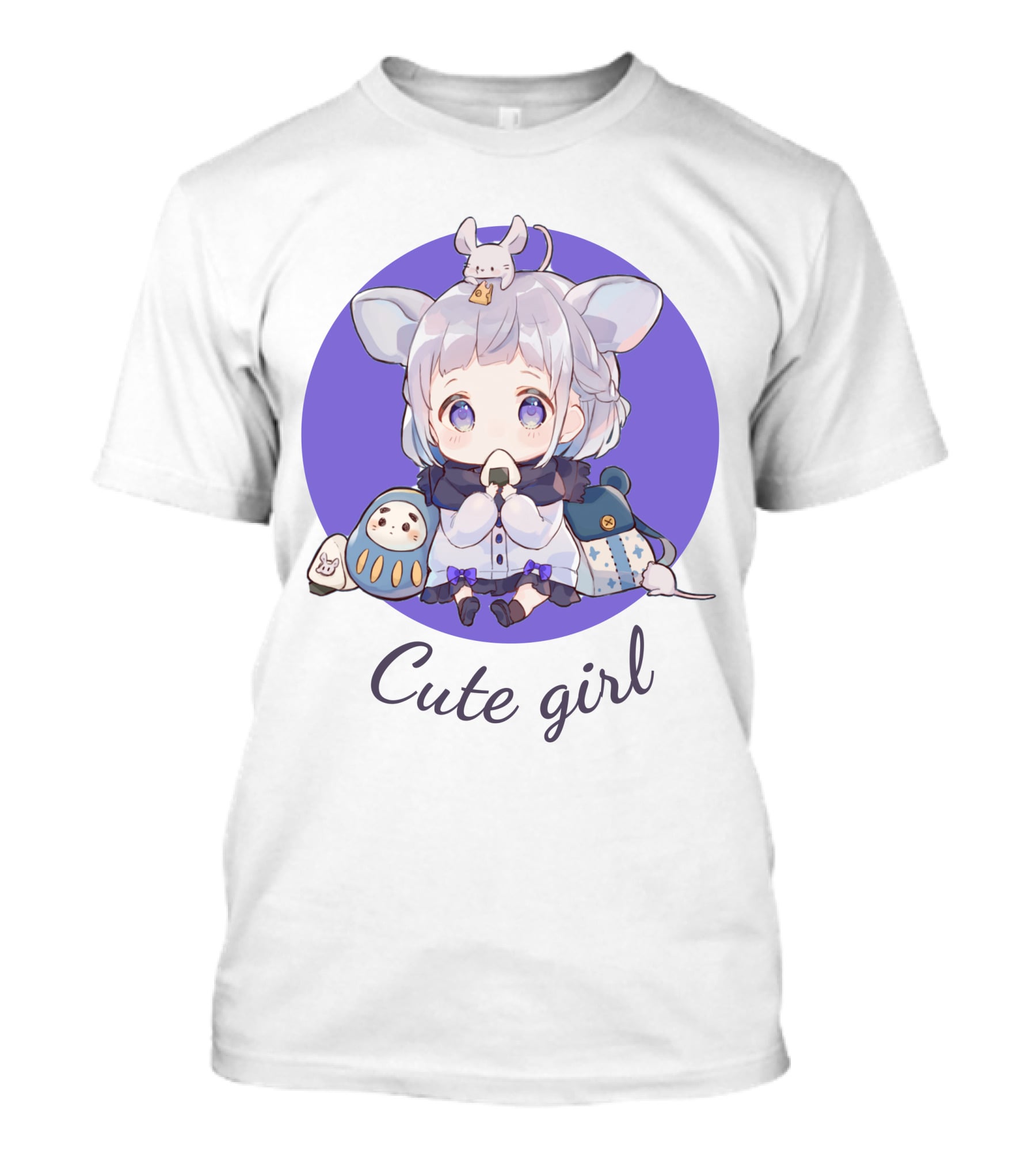 Cute Girl Adorable Anime Mouse Ears With Animal Companions T-Shirt