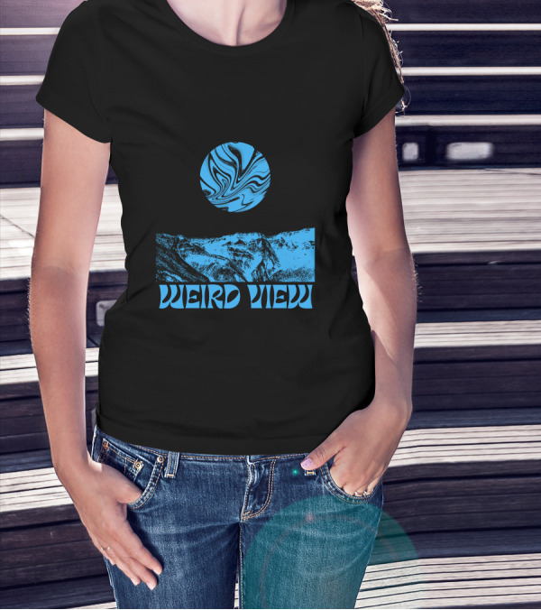 Weird View Surreal Blue Mountain Landscape With Swirling Sky T-Shirt