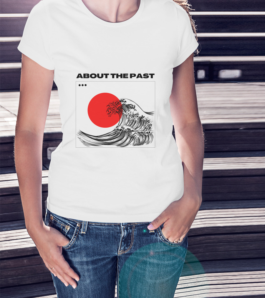 About The Past Red Sun And Great Wave T-Shirt