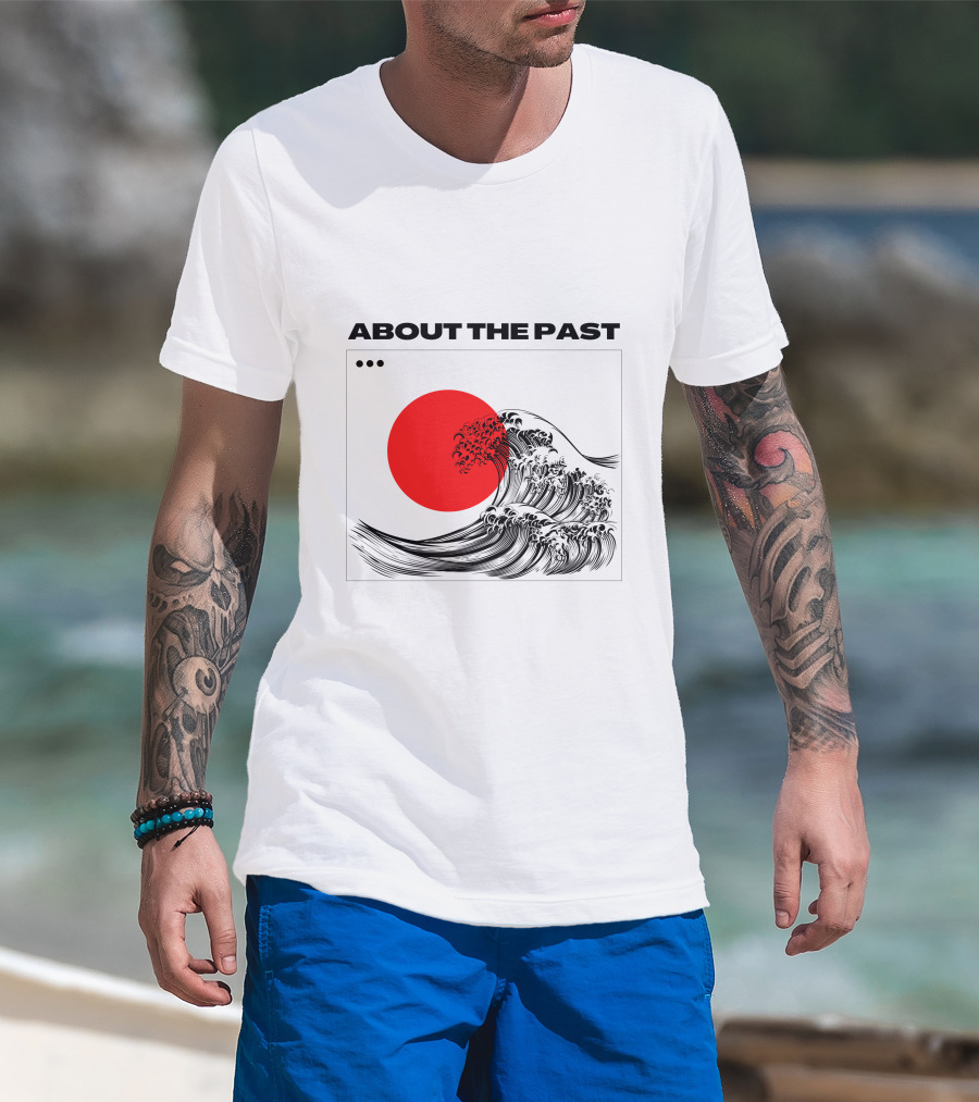 About The Past Red Sun And Great Wave T-Shirt