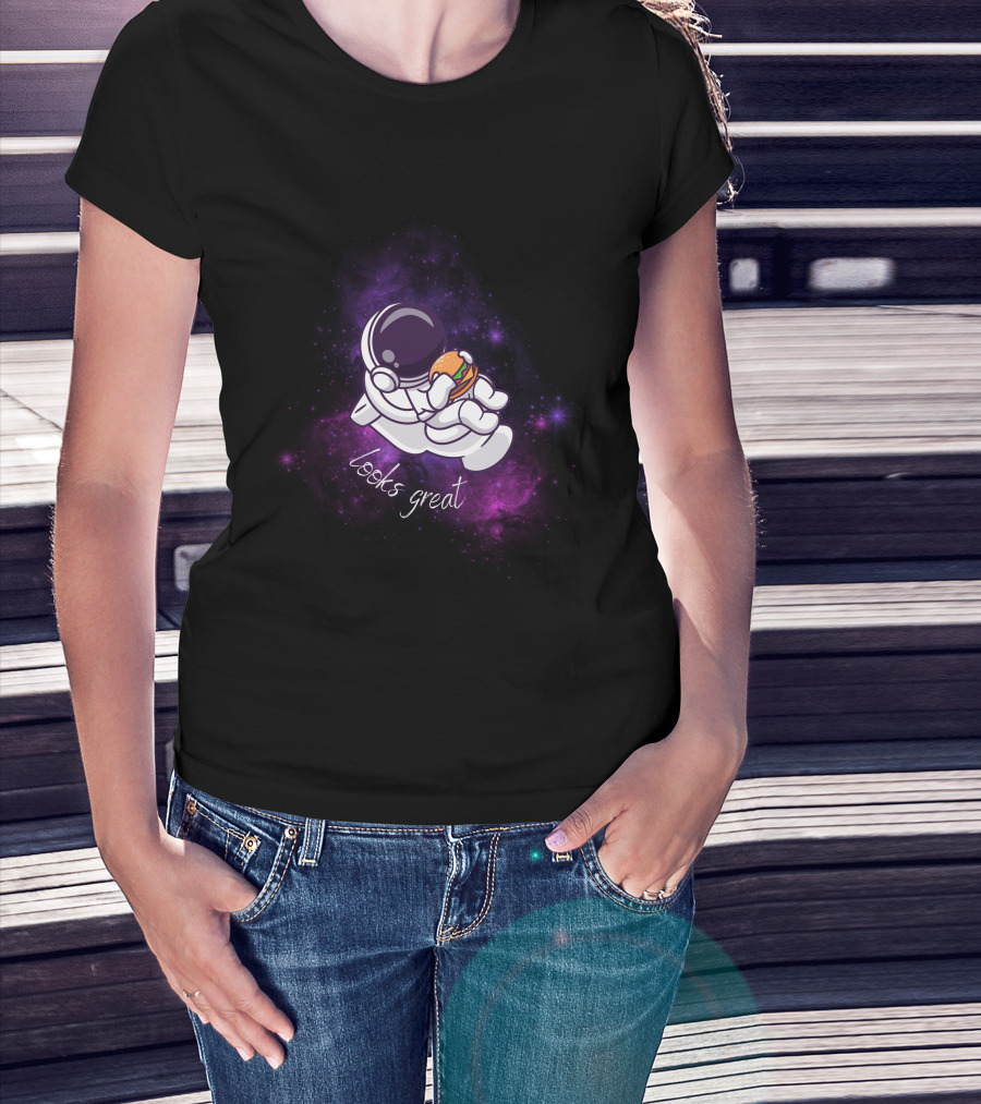 Astronaut Looks Great With Burger In Space T-Shirt