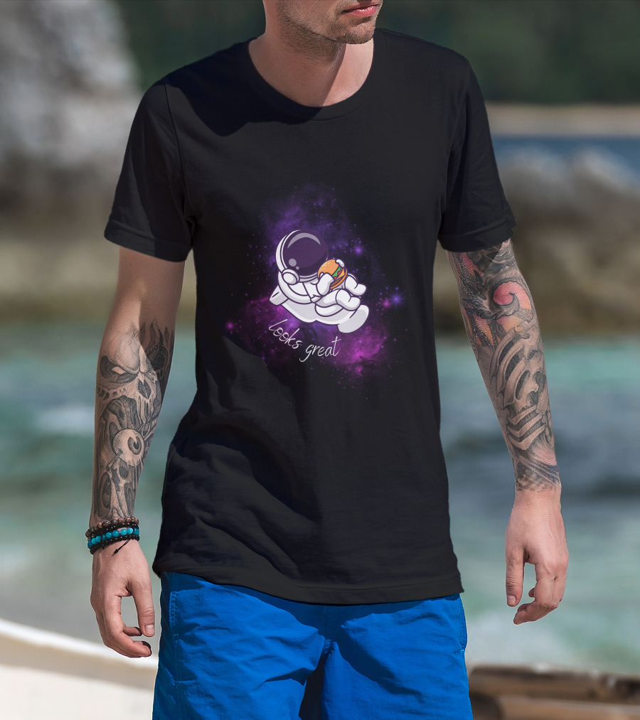 Astronaut Looks Great With Burger In Space T-Shirt