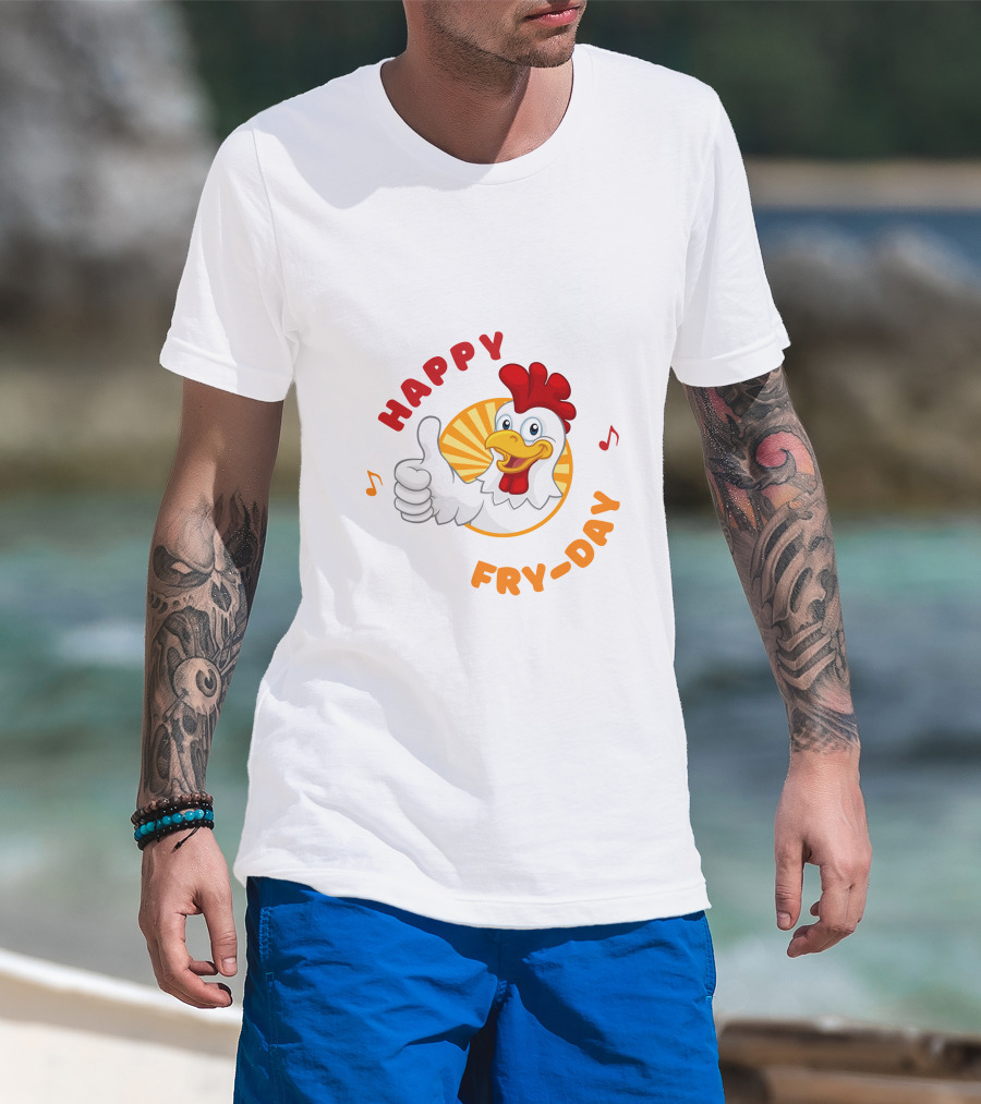 HAPPY FRY-DAY Chicken Thumbs Up With Musical Notes T-Shirt